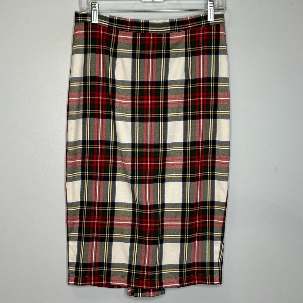 Hell Bunny Women’s Holiday Plaid Back Pleats Pencil Skirt Size M